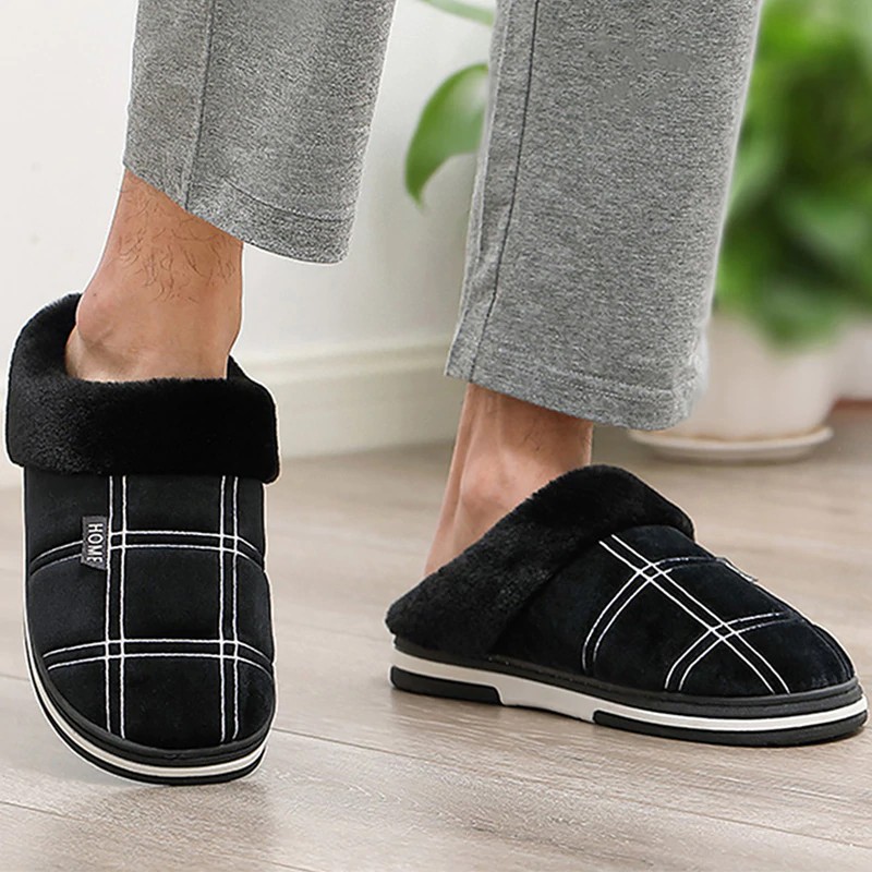 Sepatu basket laki-laki Men's Slippers Home slippers Size 50 Warm Antiskid Sturdy Sole House shoes