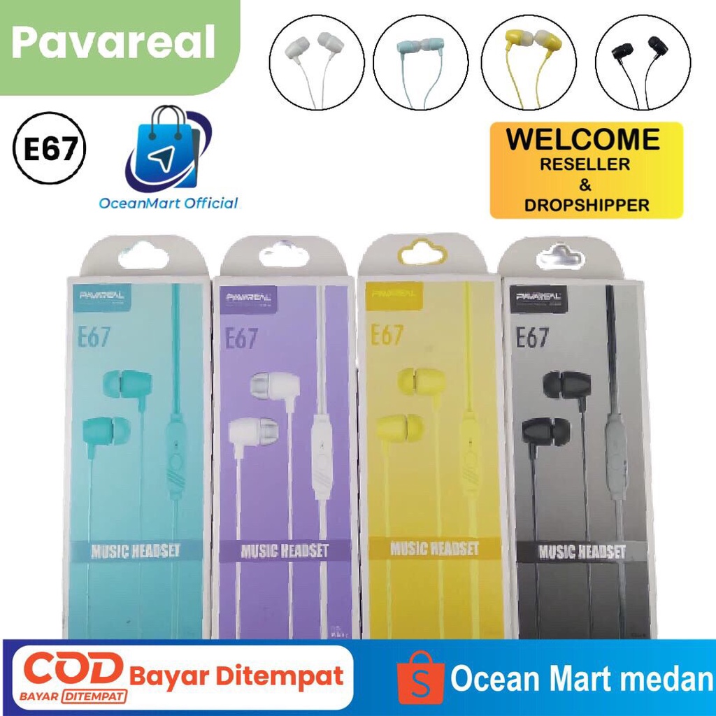 Pavareal Headset Handsfree Earphone PA-E67 3.5mm Super Bass OCEANMART OCEAN MART Aksesoris Handphone HP Murah Grosir