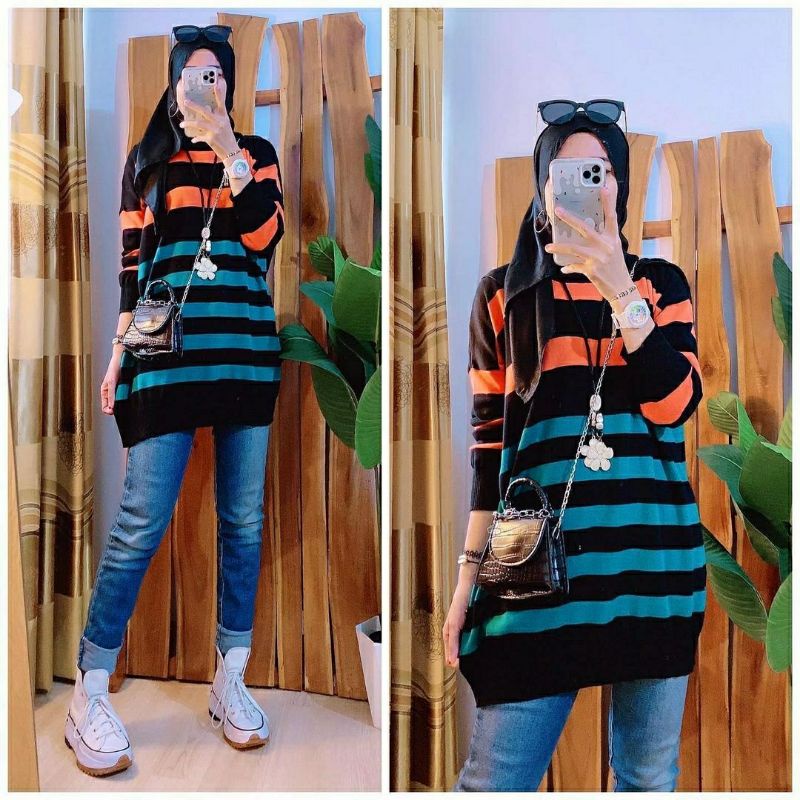 Salma Rajut Jumbo, TUNIK RAJUT JUMBO CANTIK FIT XXXL LD 124-144 BAHAN RAJUT PREMIUM MODIS TERMURAH OOTD