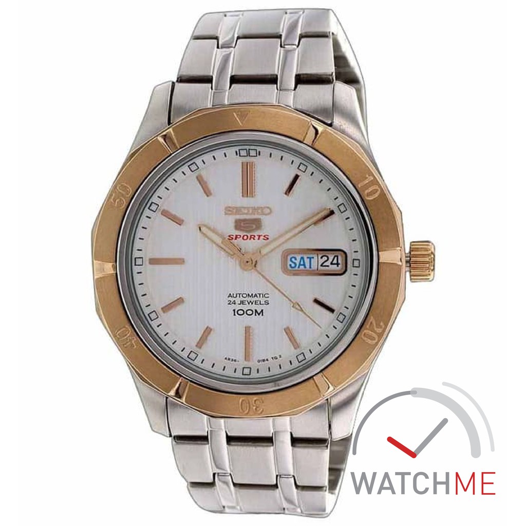 Jam Tangan Seiko 5 SRP292K1 Automatic Sport Silver Dial Rose Gold 100m Stainless Steel Ori Garansi