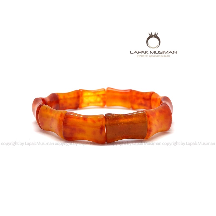 [Bayar di Tempat] Gelang Pria Wanita Batu Fosil Amber Natural Model Bambu