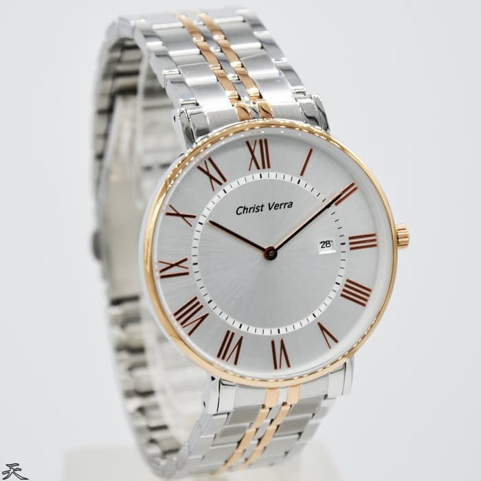 Limited Jam Tangan Couple Christ Verra 63923 Silver Kombinasi Rantai Original Milenial