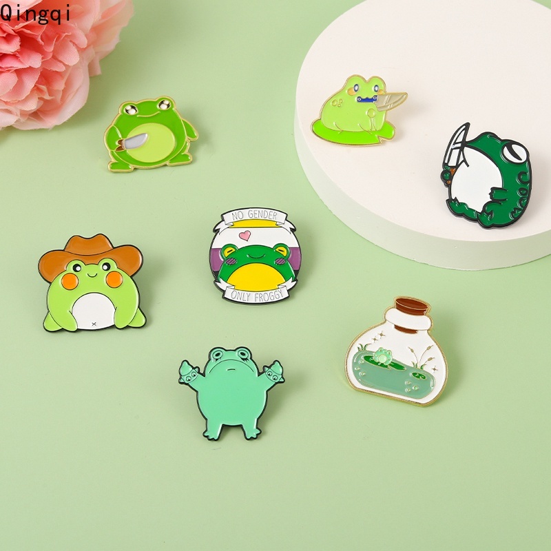 Bros Pin Enamel Bentuk Kartun Kodok Lucu Untuk Anak Perempuan