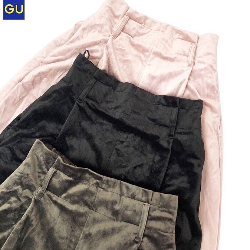 Celana Kulot Panjang Velvet Wide Leg by GU Uniqlo Original