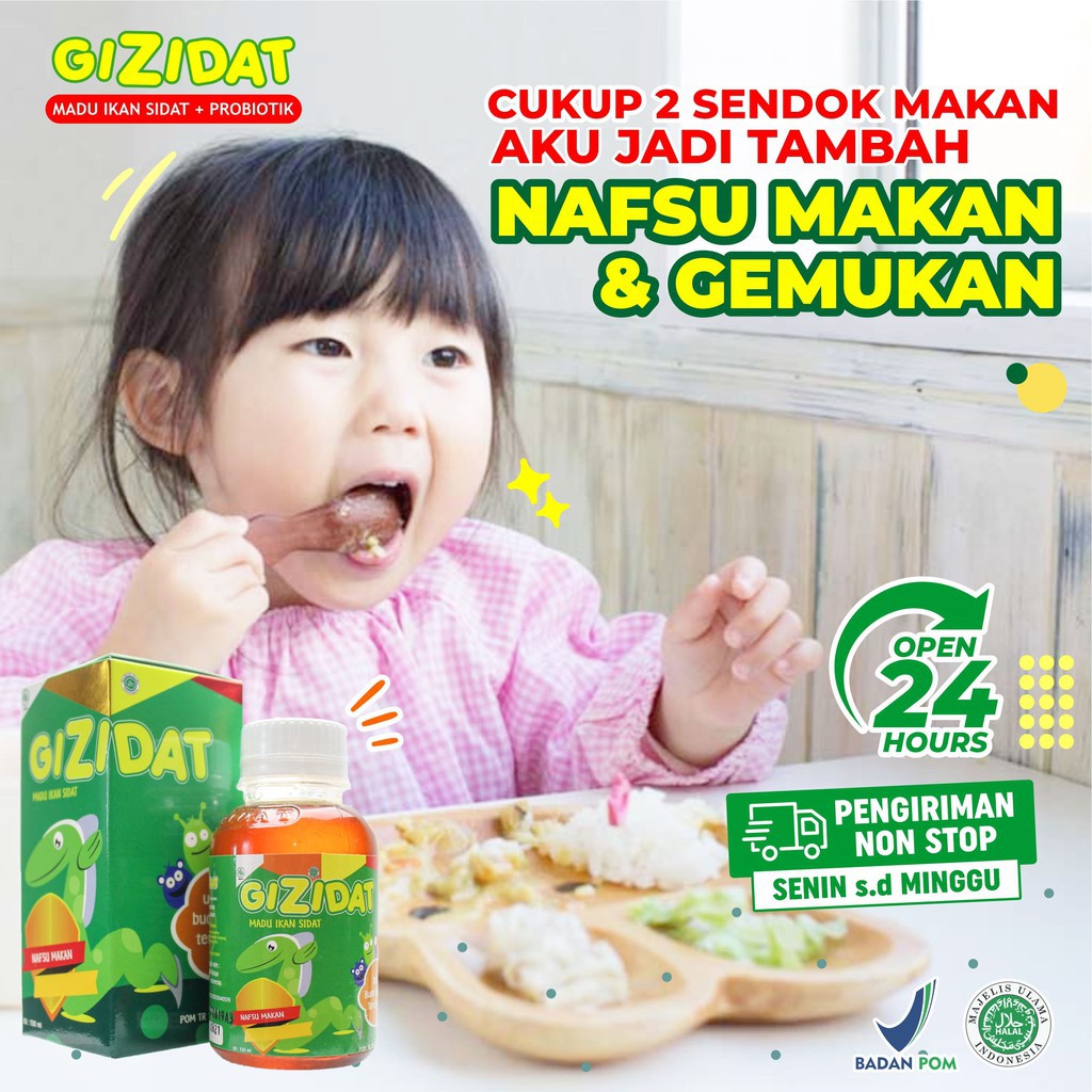 GIZIDAT Original Asli Vitamin Penambah Nafsu Makan Anak Madu Penggemuk Berat Badan Bayi Gemuk Sehat