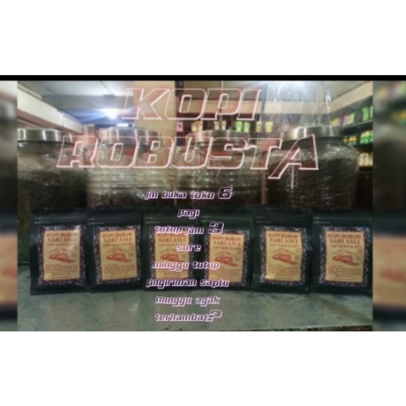 

KOPI ROBUSTA CAP KERETA API JENIS ARABIKA ORIGINAL BERAT BERSIH 500 GRAM