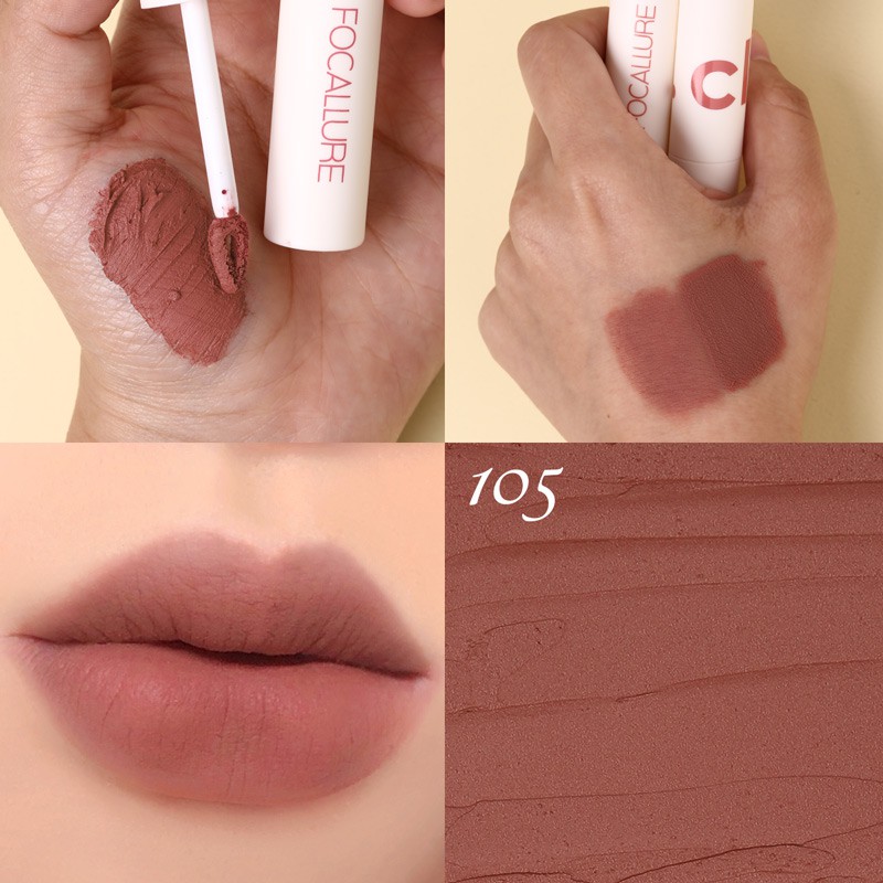 【BPOM】FOCALLURE Lipstik Cream Velvet-Mist Matte Lip Clay #JasmineMeetsRose Kosmetik Bibir-#105