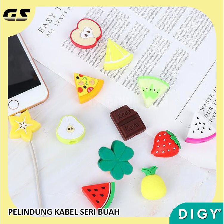 Pelindung Ujung Kabel Buah/Fruit Sarung Kabel Data /Charger Bahan Halus dan Gambar Model Korea