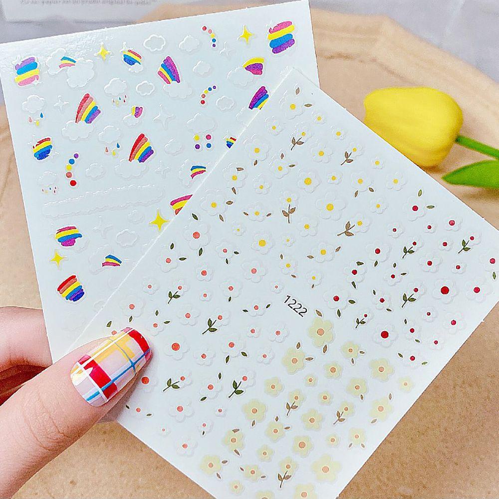 Mxbeauty Stiker Kuku Smiley Gadis Perekat Diri Pelangi Hewan Kartun DIY Nail Decals