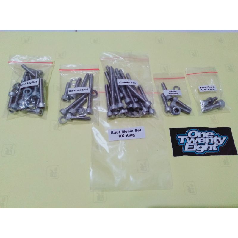 Baut mesin komplit set RX king stainless anti karat
