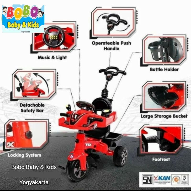 Sepeda Anak 2in1 Dorong & Gowes Tricycle Sepeda Roda 3 TRX 575 Sepeda Gowes Anak Sepeda dorong anak 