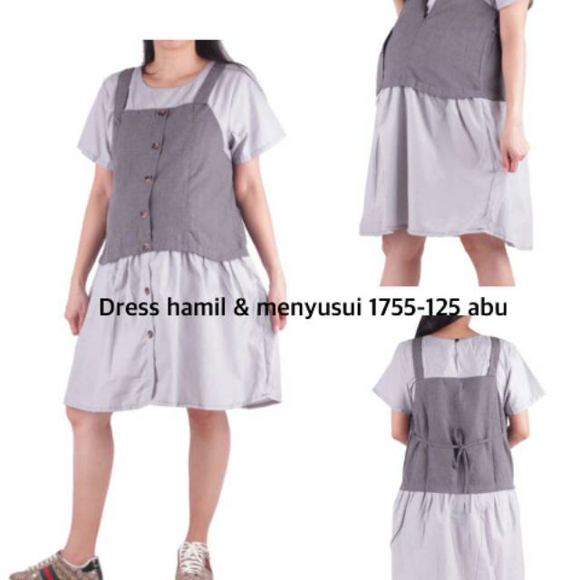 Baju hamil dres hamil dan menyusui 1755 abu