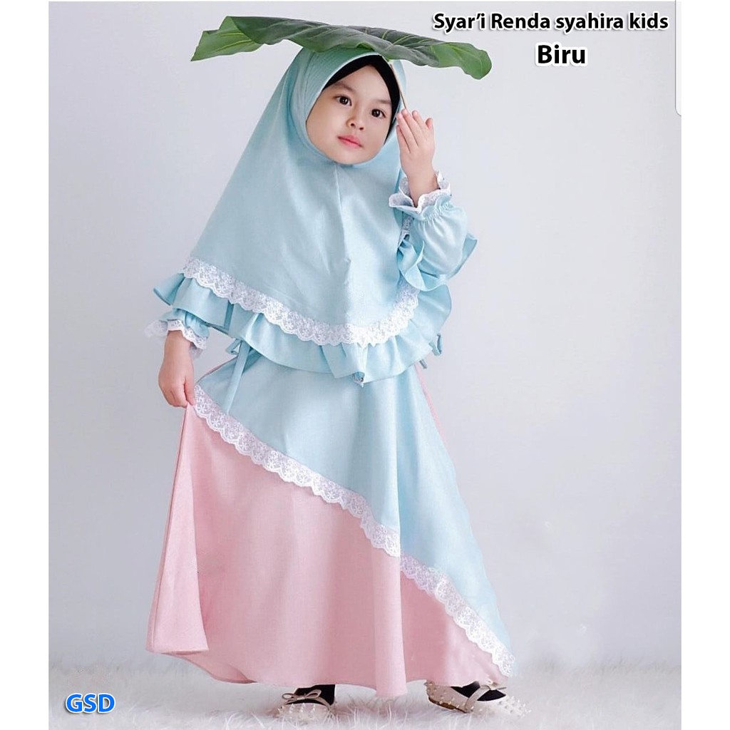 syari renda syahira/dress maxi anak/terusan dress gamis anak/busana muslim/dress hijab syari anak