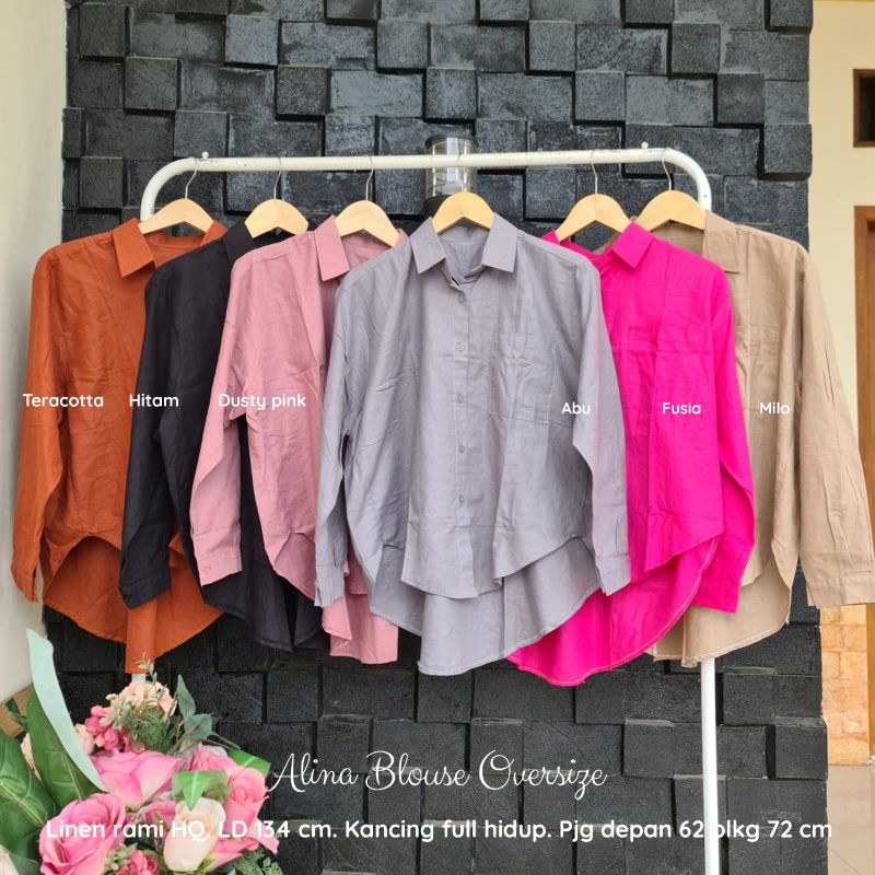 KEMEJA RAMI OVERSIZE LD±134cm -Alina Blouse //JF576