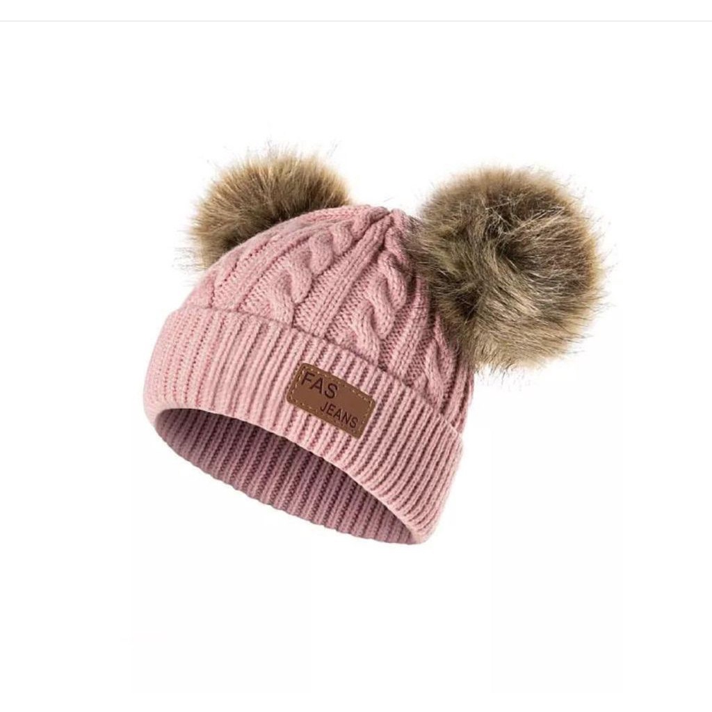 topi rajut pom pom - kupluk bayi premium- accecoris anak bayi-4