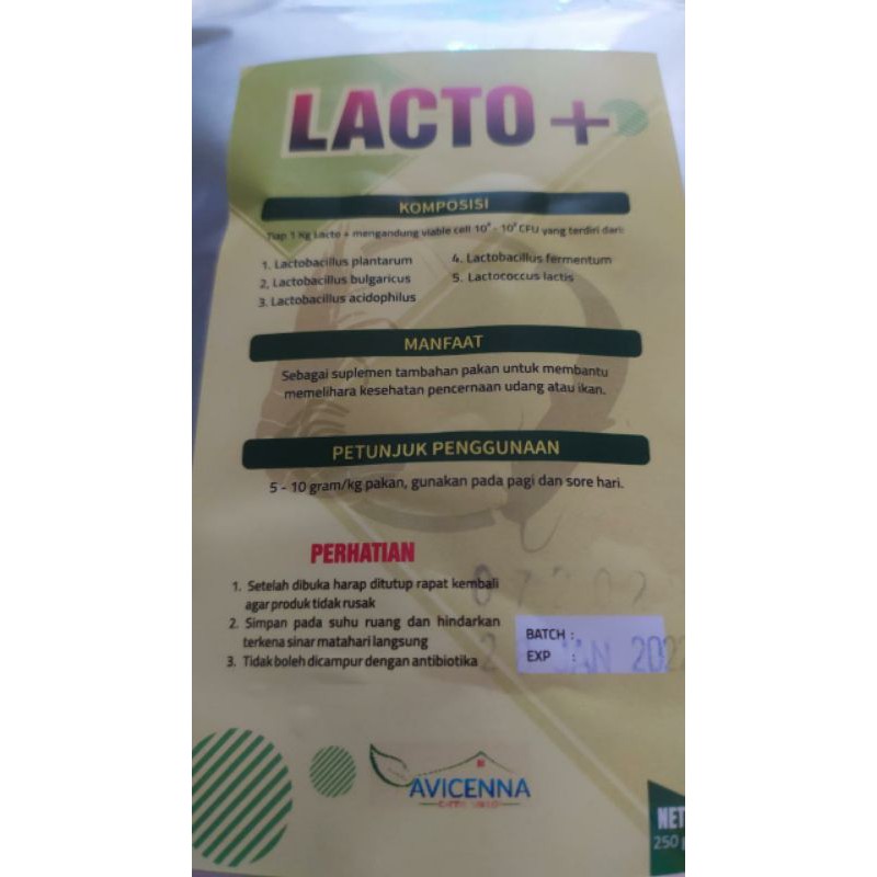 250 Gram - Probiotik Campuran Pakan untuk Udang dan Ikan mengandung Lactobacillus Lacto +