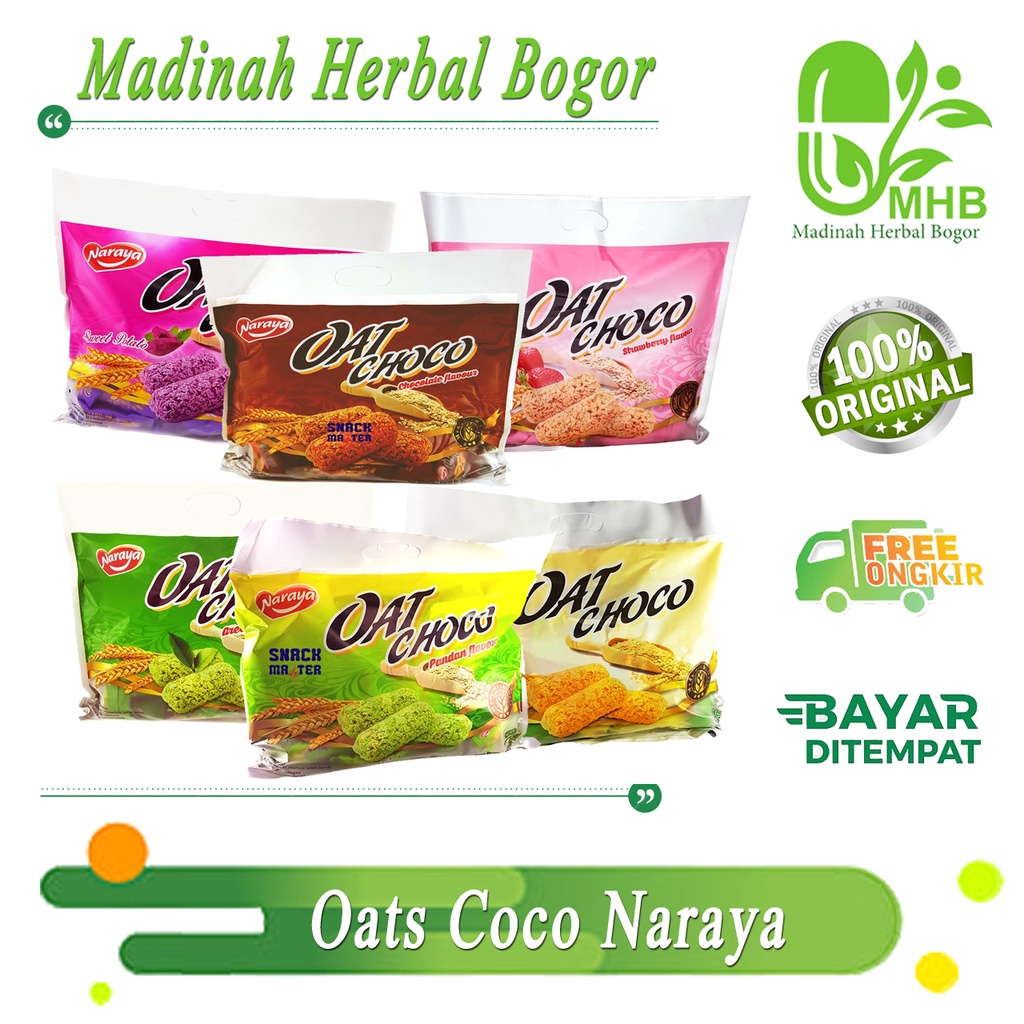 OATS CHOCO NARAYA. Oats Choco Besar isi 40pcs. 5 Varian Rasa. Cemilan Kesehatan.