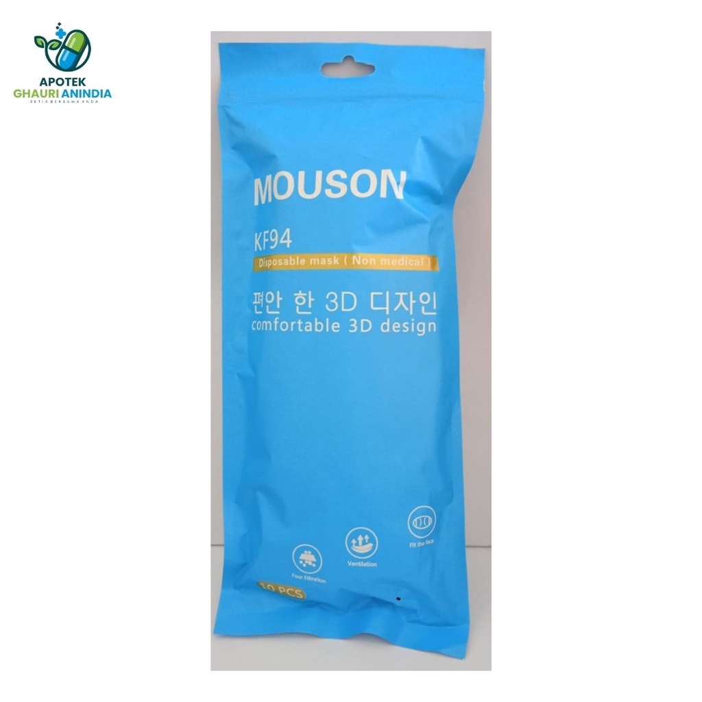 Mouson Masker KF94 4ply convex mask Korea impor isi 10pcs