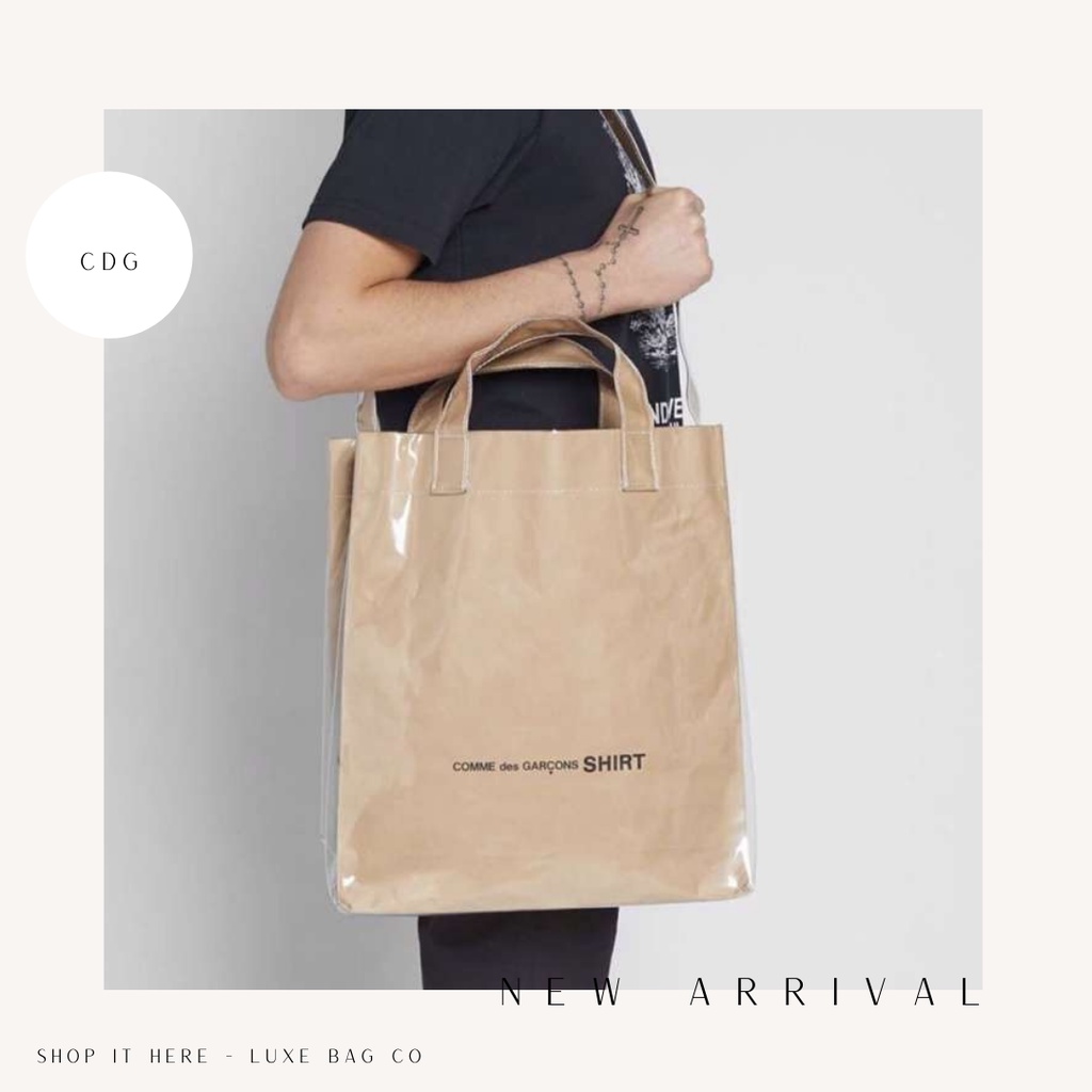 CDG Comme des Garcons SHIRT PVC Kraft Paper Messenger Tote Bag