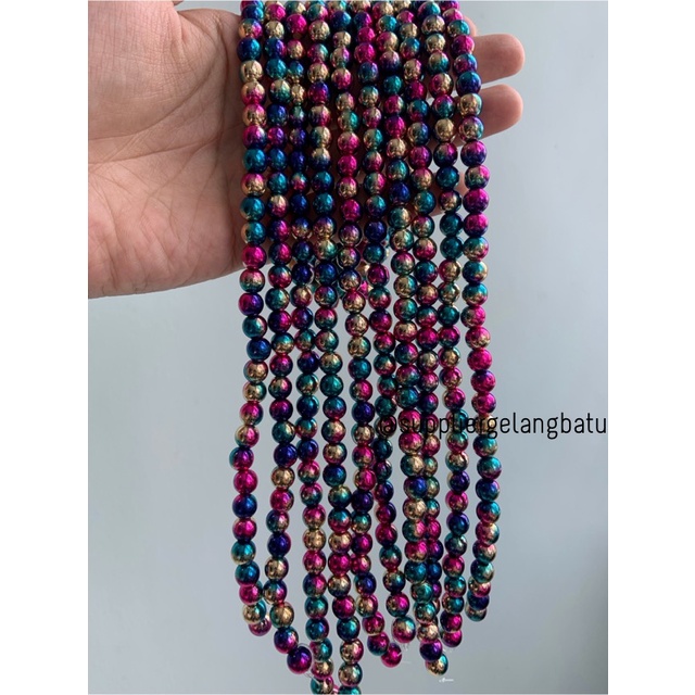 spacer multicolour 8mm steel bulet bahan gelang kalung charm premium