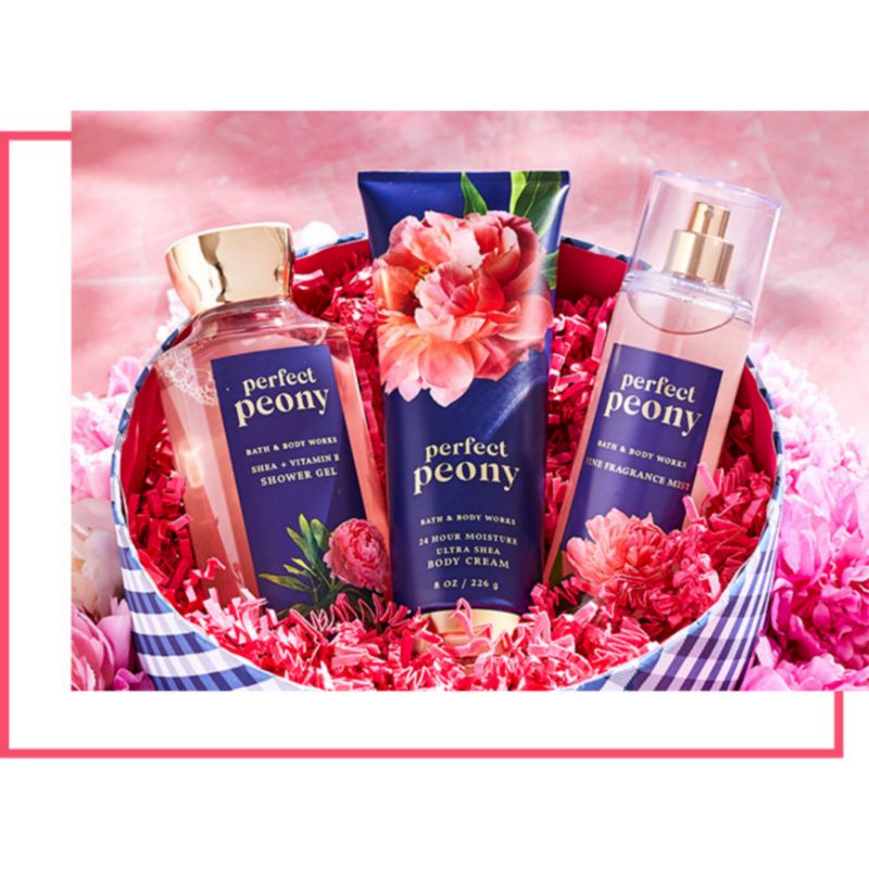 BATH &amp; BODY WORKS BBW PERFECT PEONY SERIES MIST LOTION SHOWER GEL BODY CREAM HAND CREAM SHOWER GEL BODY CREAM LOTION MIST WASH WALLFLOWER ROOMSPRAY SCENTPORTABLE GENTLE GEL DEEP CLEANSING GENTLE FOAMING CREAMY LUXE