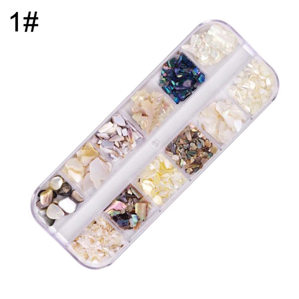 SLIPRAIN 12seri Mermaid Nail Shells Glitter Sequins Manicure nail tools