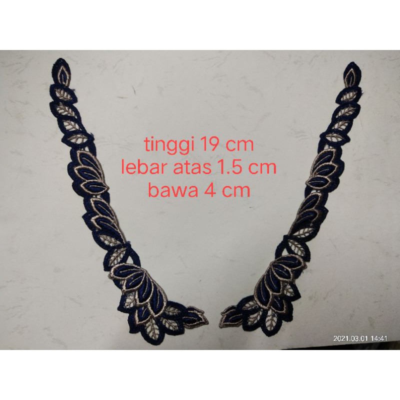 Renda bordir aplikasih leher kembang renda dada renda bordir renda leher renda biru renda kebaya