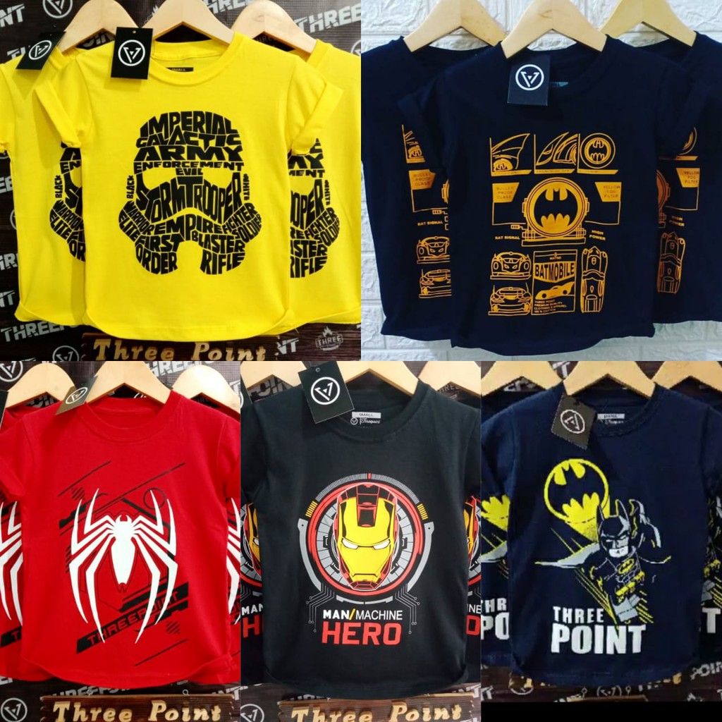  KAOS  ANAK  DISTRO SUPERHERO KEREN BEST SELLER THREE  POINT  