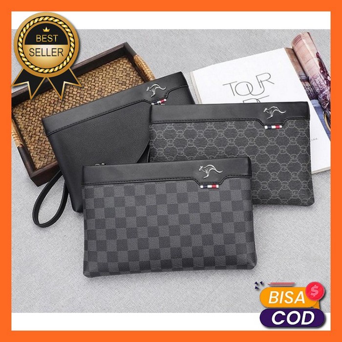 Valqo] Pouch Kulit Exzar Clutch Handbag Wanita Pria Cewek Cowok Polos Tas Tangan Pria Pouch Tas Geng