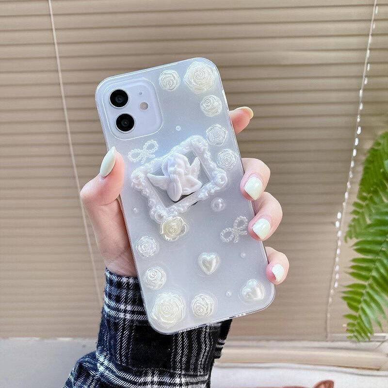 Case Transparan Motif love angel Untuk iPhone 13 12 11 Pro MAX Mini X XS MAX XR SE 2022 2020 7 8 Plus
