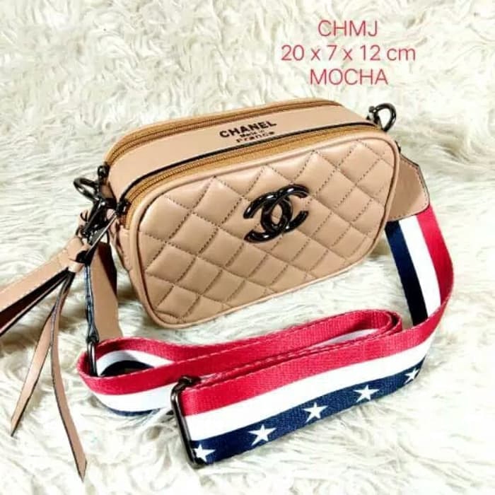 Tas selempang Wanita Sling Bag Tas Cewek Import Batam Chanel MJ - Putih