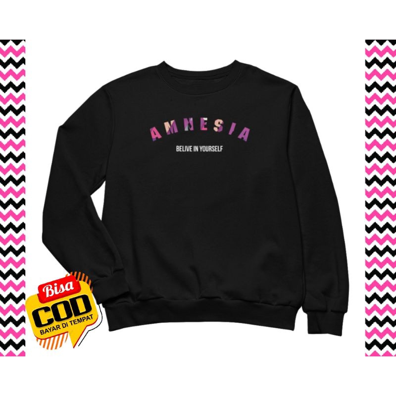 SWEATER CREWNECK AMNESIA SWEATER CREWNECK BAHAN FLECEE