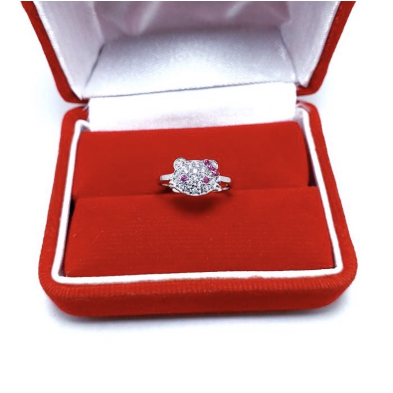 Cincin anak hellokitty cincin anak perak 925 lapis emas putih