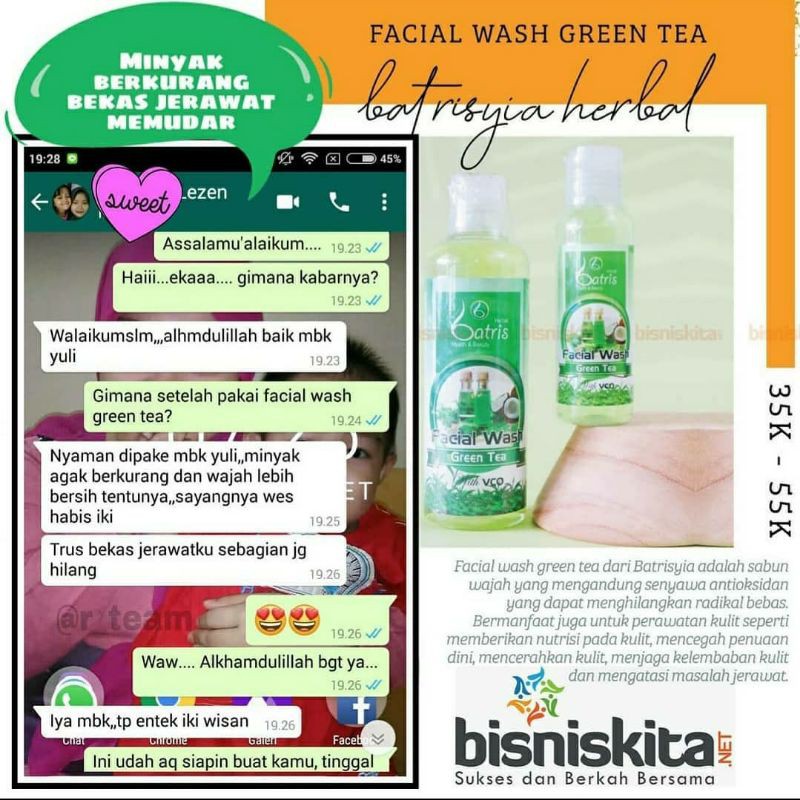 (BISA COD) FACIAL WASH GREENTEA BATRISYIA / FACIAL WASH UNTUK JERAWAT