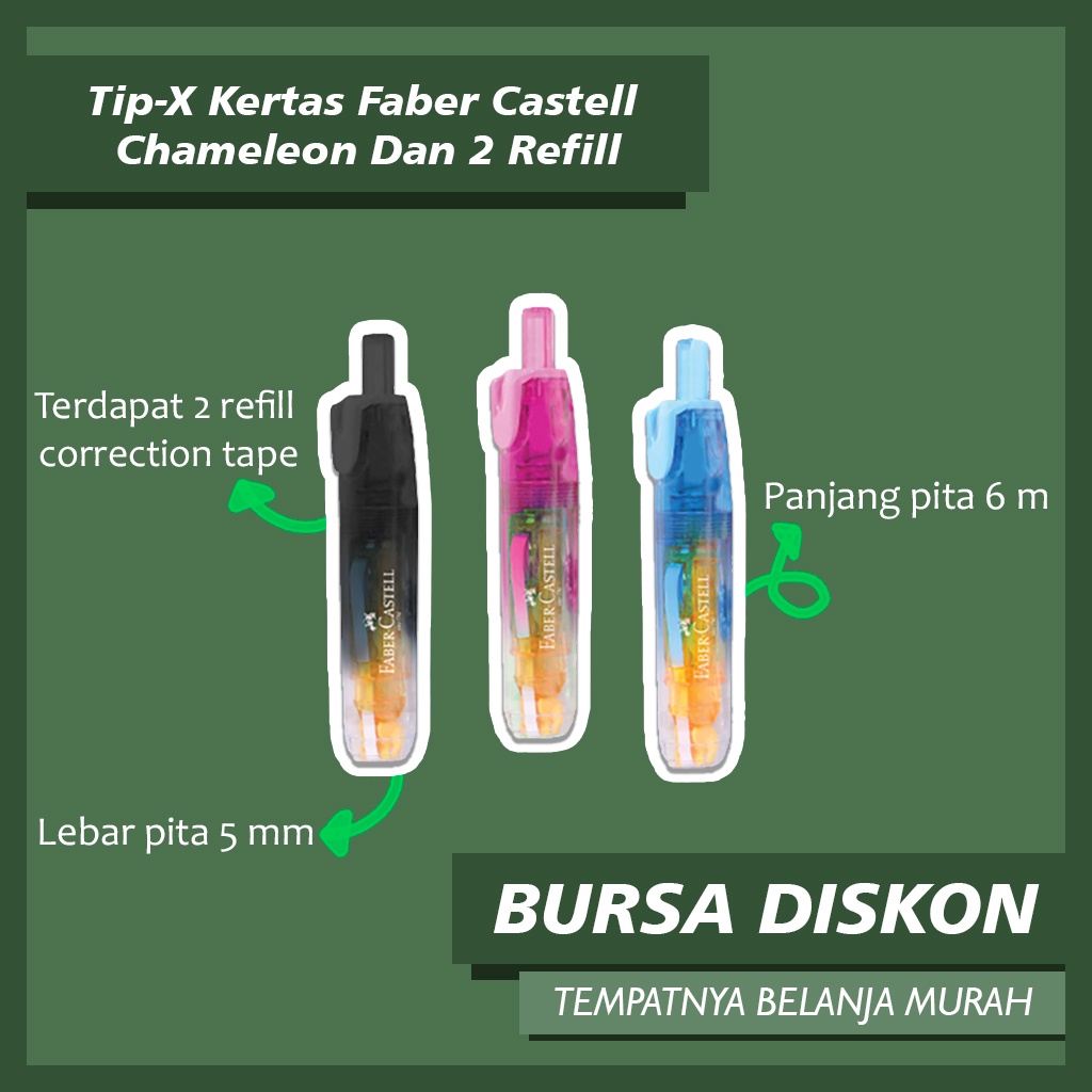 

Tip-x Kertas Faber Castell Chameleon Dan 2 Reffil Correction Gradasi