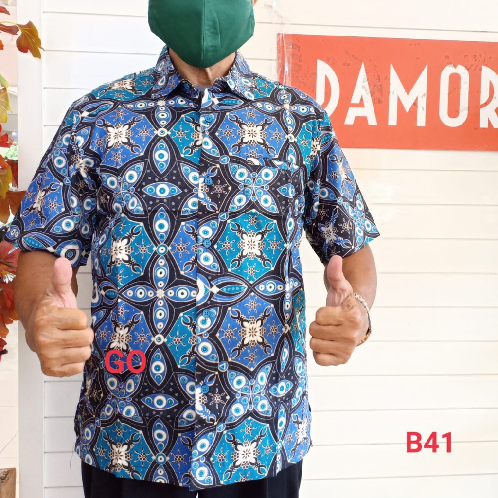 gos  BRSE DAMOR (CRESSIDA) KEMEJA BATIK Cowok Pakaian Pria Baju Batik Dewasa Lengan Pendek