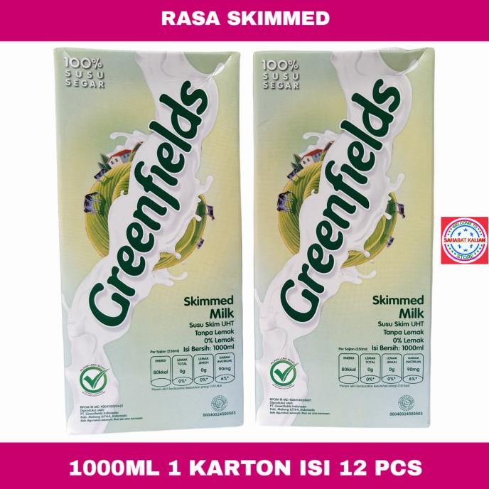 

(BISA COD) SUSU UHT GREENFIELDS SKIMMED 1 LITER 1 KARTON 12PCS TERMURAH Kode 2