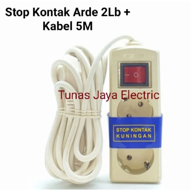 Stop Kontak Arde 2Lb + Kabel 5M + Switch (Kabel Full Tembaga) - SNI