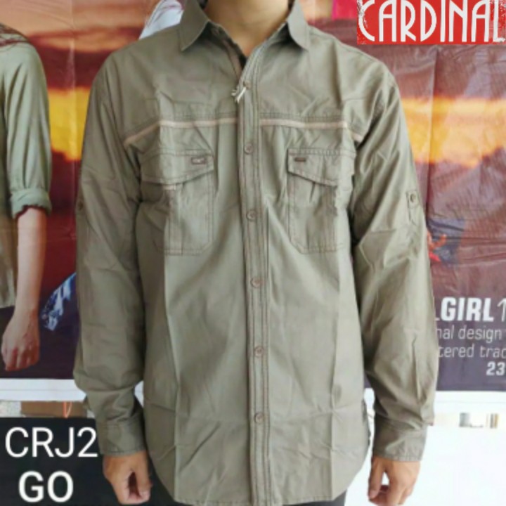 gof CARDINAL KEMEJA JEANS Slimfit Hem Cowok Pakaian Pria Baju Atasan Lengan Panjang Original