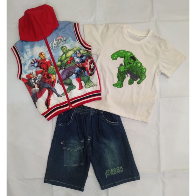 Setelan Anak Kekinian / Setelan Anak Outer Gaul / Setelan Anak Cowok Marvel