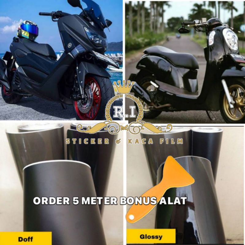 Skotlet Stiker Warna Hitam Doff / Glosy Sekotlet Motor Mobil Otomotif Skotlite Sticker Motor Mobil O