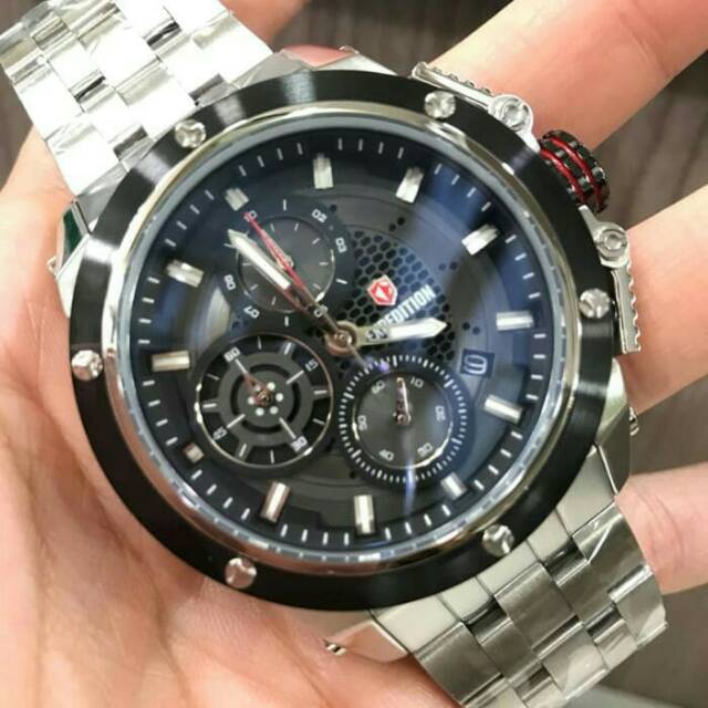 Jam Tangan Pria EXPEDITION Silver Black Type Exp6748 Original