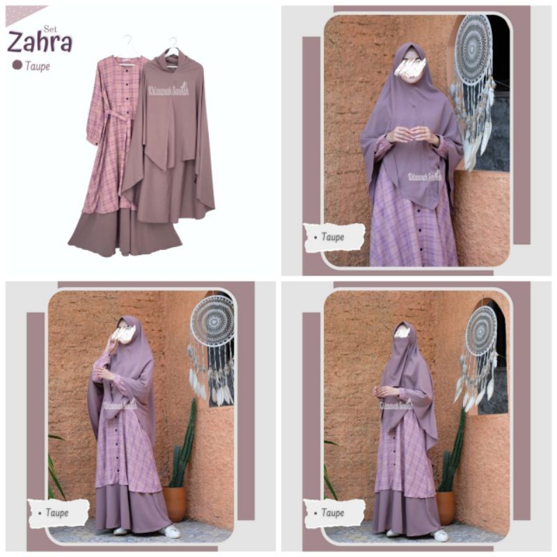 Baju gamis syari perempuan muslimah dewasa Set Zahra ORI by Khizaanah Sunnah