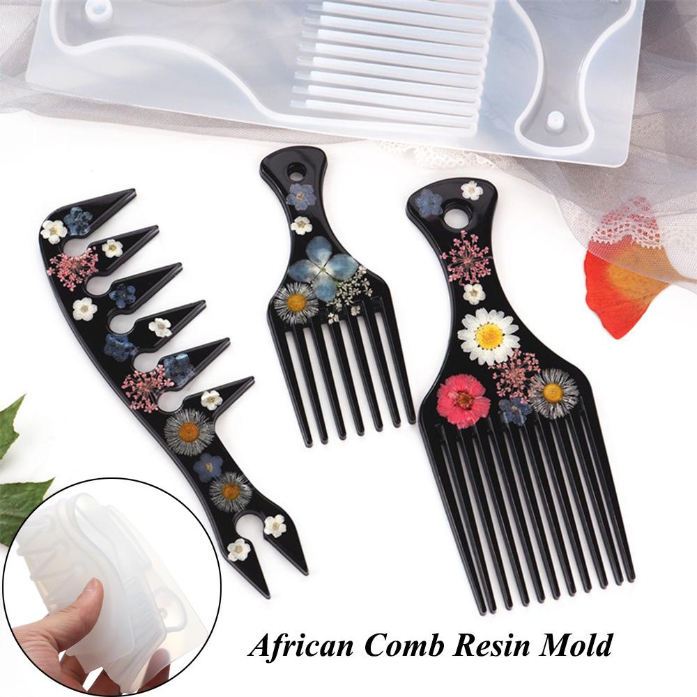 R-flower Comb Cetakan Silikon Cermin African Comb Crystal Epoxy Resin Kerajinan Casting Mold