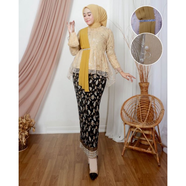 MK - SET KEBAYA AURORA SELENDANG / KEBAYA SELENDANG / KEBAYA TUNANGAN / ROK PLISKET / KEBAYA WISUDA