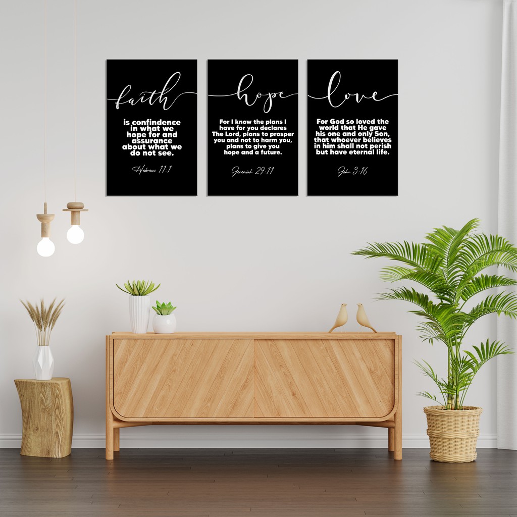[DEKORASI] Dinding kayu ayat alkitab iman pengharapan kasih ruangan gereja kamar rumah