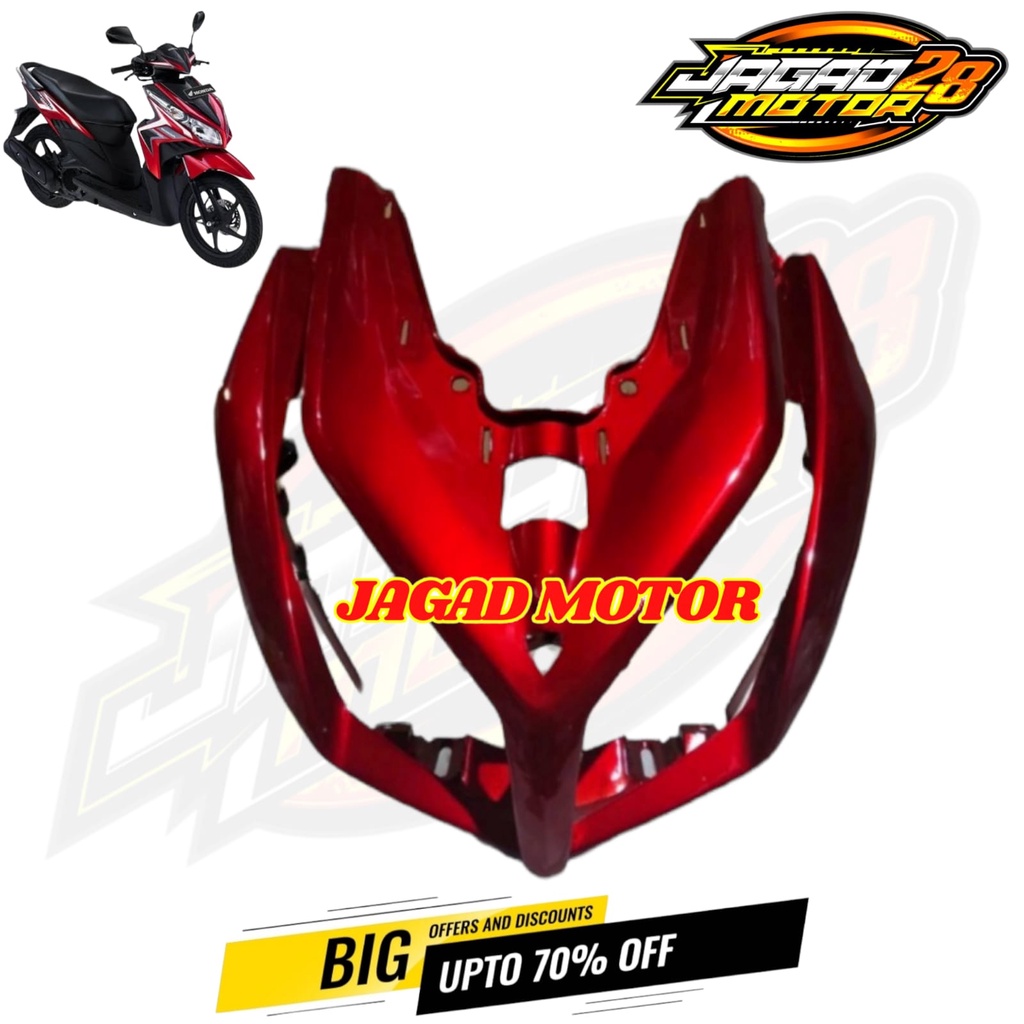 Cover Front Panel Tameng Lampu Depan Vario Techno Karbu 110 Lama Merah / Tameng Body Depan Honda Vario Techno 110 Lama Old Karbu Merah