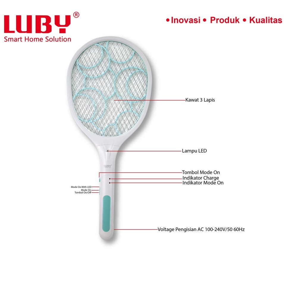 Luby Raket Nyamuk Charger + Senter LED - L3826A