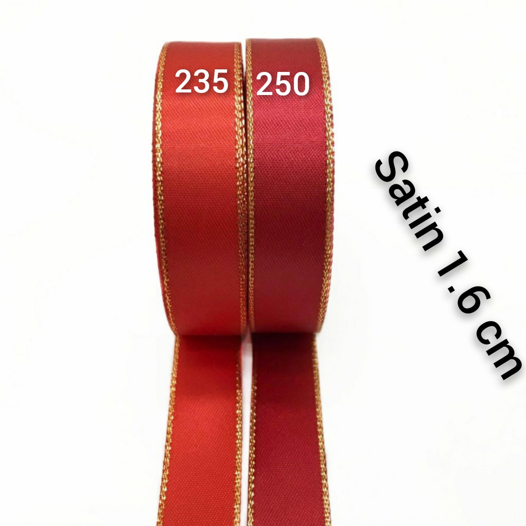 1 YARD - PITA MERAH LIST GOLD &amp; SILVER | DOUBLE SATIN &amp; GROSGRAIN LIST EMAS | PITA KADO NATAL