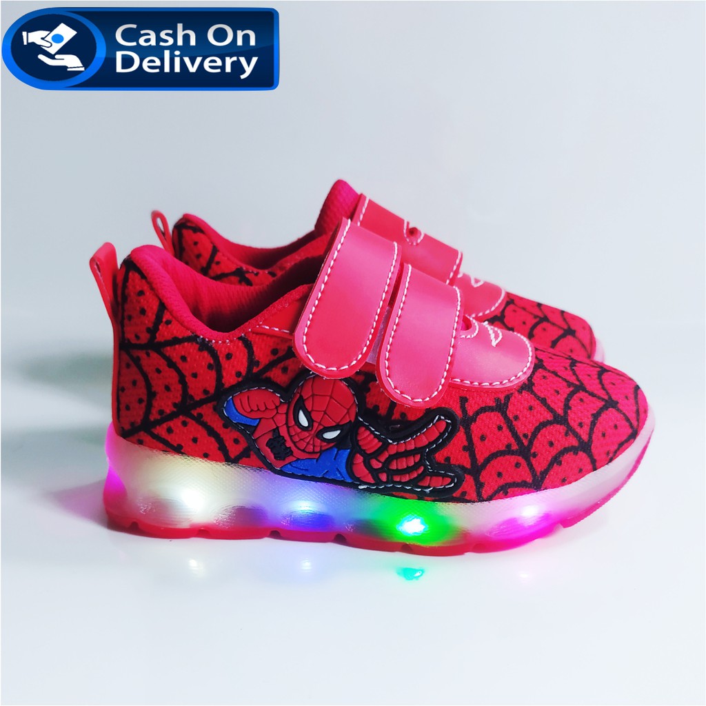 spiderman Sneaker anak laki-laki keren dengan lampu led menyala - motif terbaru